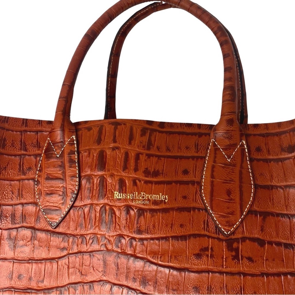 Russell & Bromley London Croc Embossed Burnt Orange Tote Bag - Picture 2 of 12